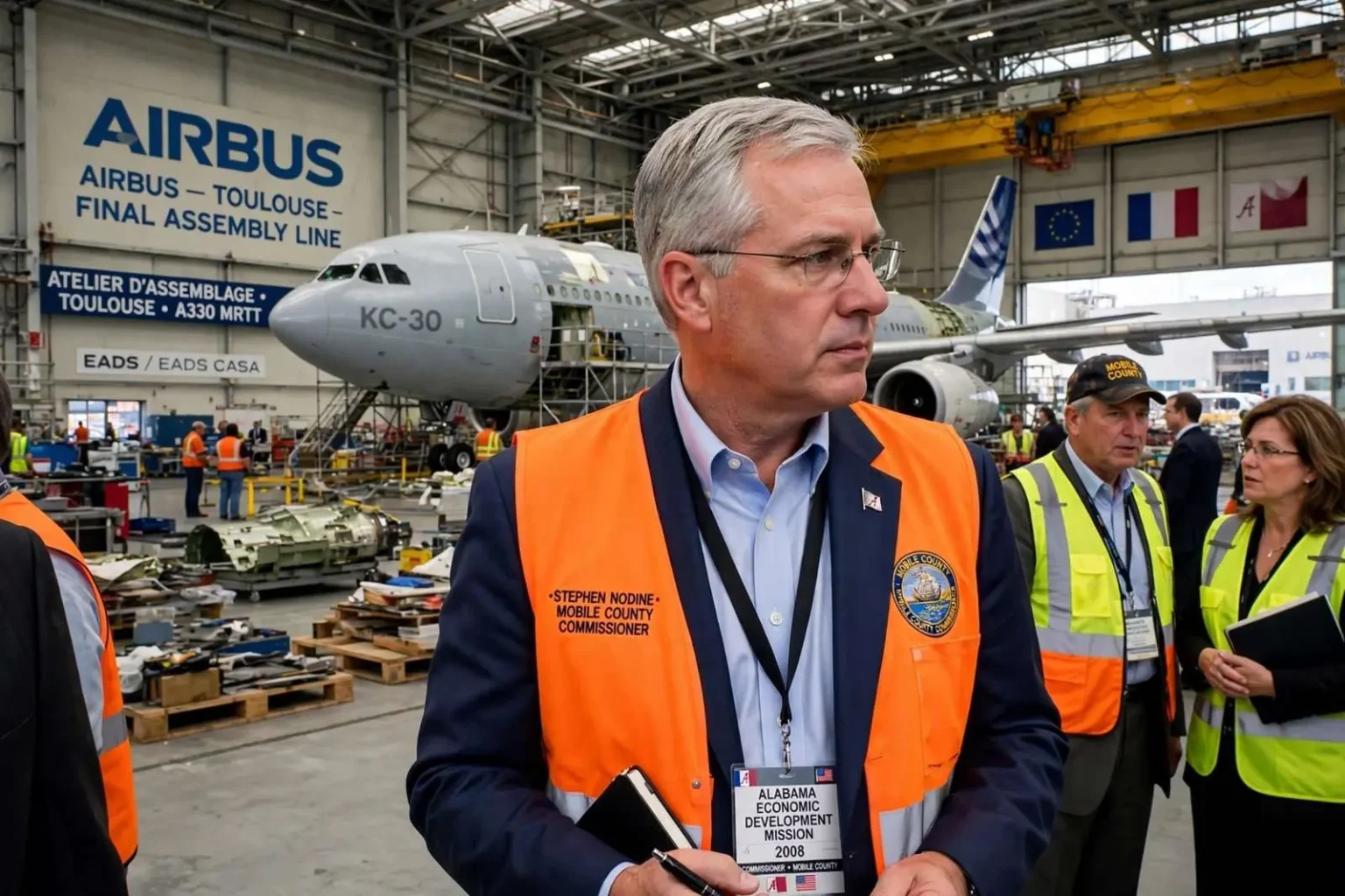 Illustration for the news story: Mobile County Commissioner Tours European Airbus Plants Amid Tanker Bid
