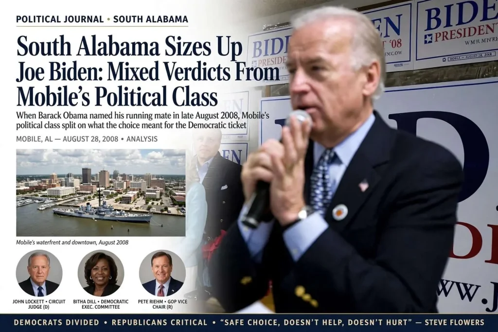 Illustration for the news story: South Alabama Sizes Up Joe Biden: Mixed Verdicts From Mobile’s Political Class