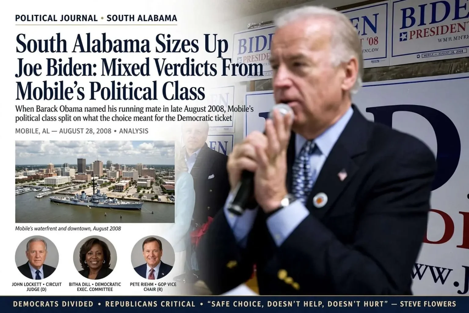 Illustration for the news story: South Alabama Sizes Up Joe Biden: Mixed Verdicts From Mobile’s Political Class