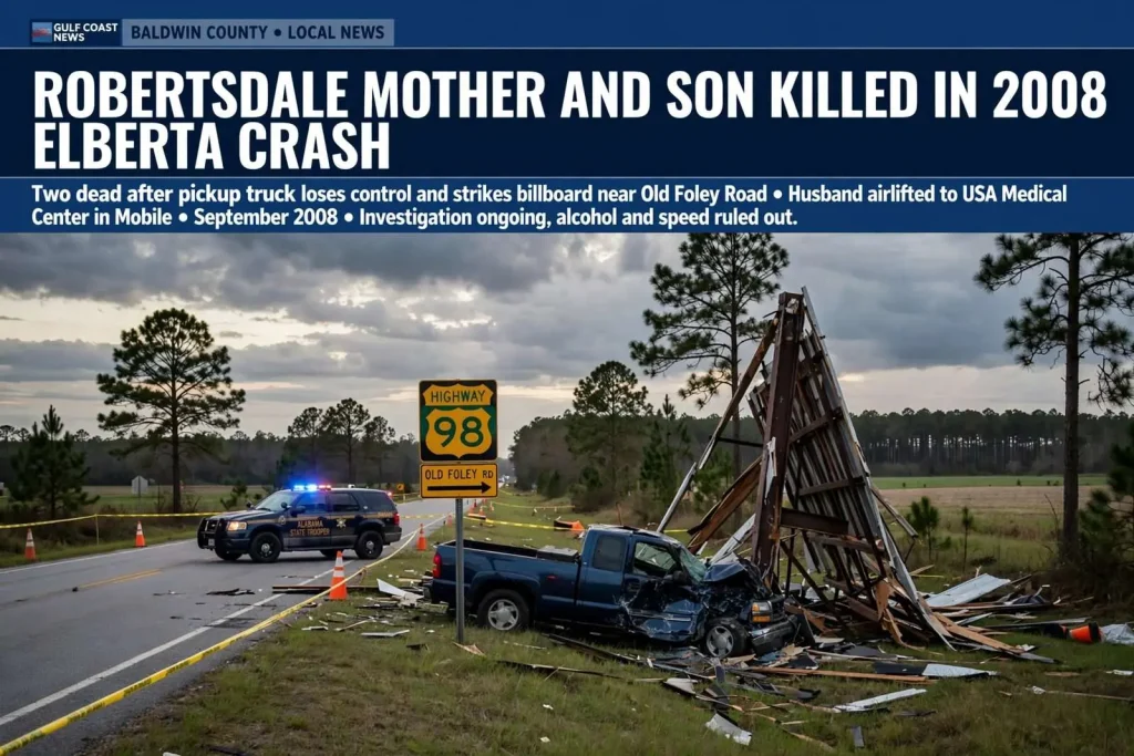 Illustration for the news story: Robertsdale Mother and Son Killed in 2008 Elberta Crash