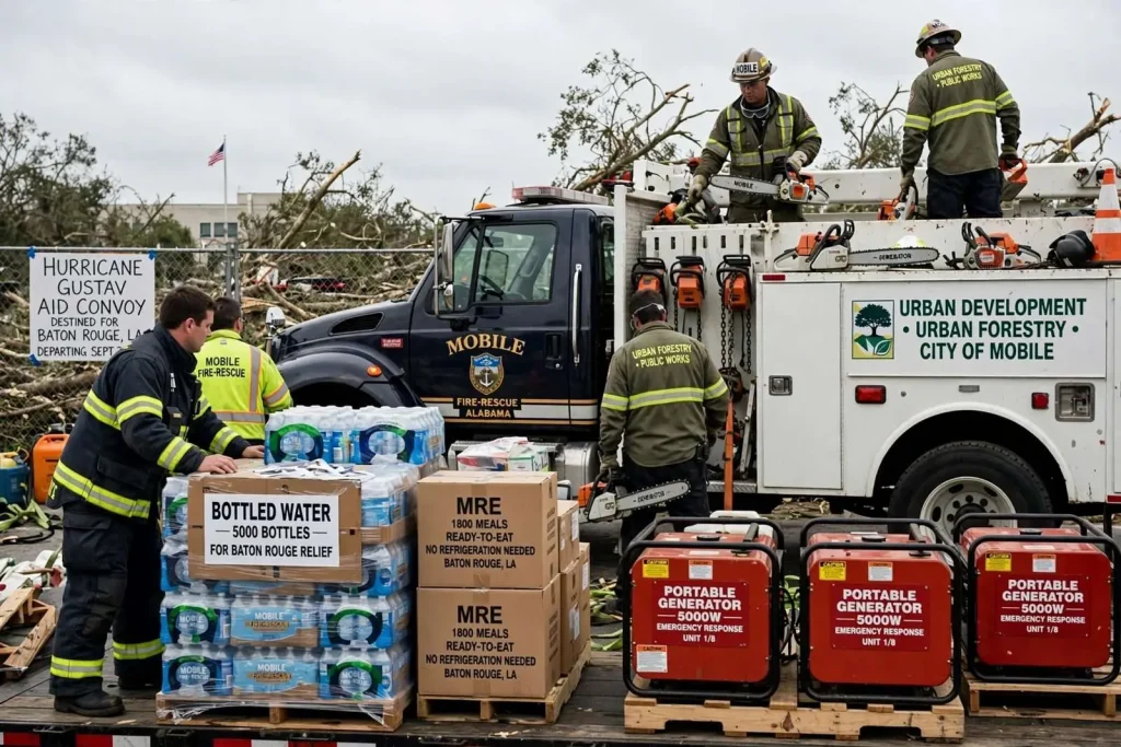 Illustration for the news story: Mobile Sent Hurricane Gustav Aid to Baton Rouge in 2008