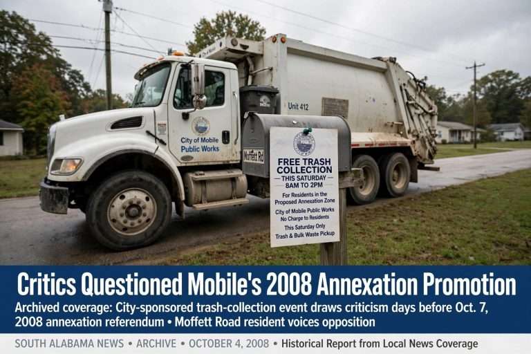 Illustration for the news story: Critics Questioned Mobile’s 2008 Annexation Promotion