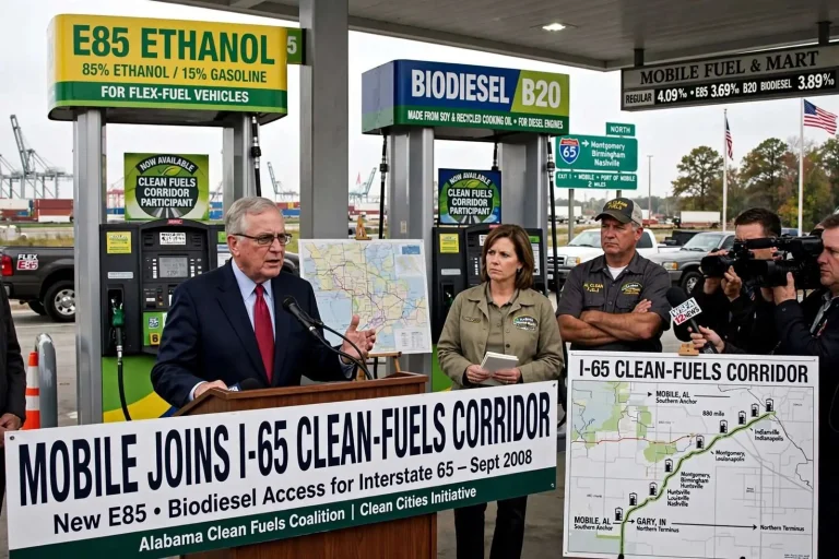 Illustration for the news story: Mobile Joined Planned I-65 Clean-Fuels Corridor in 2008