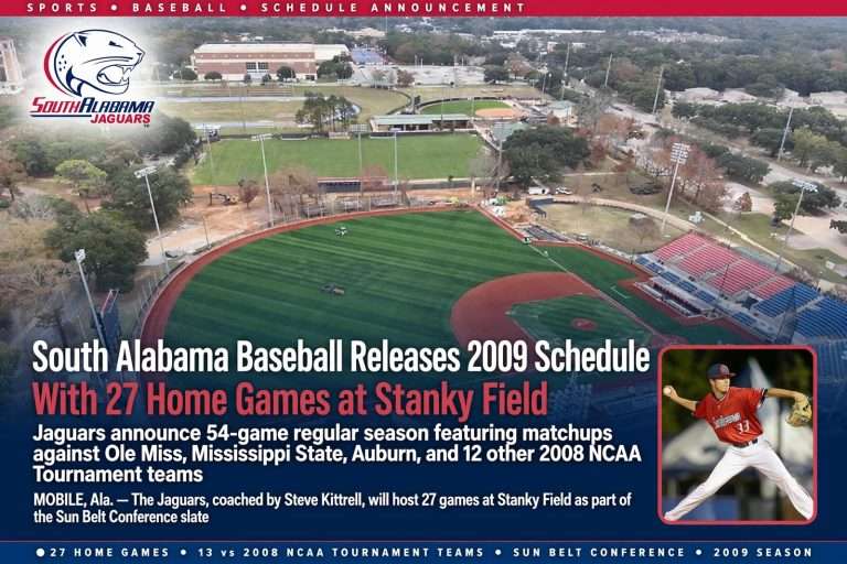 Illustration for the news story: South Alabama Baseball Releases 2009 Schedule With 27 Home Games at Stanky Field