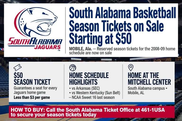 Illustration for the news story: South Alabama Basketball Season Tickets on Sale Starting at $50