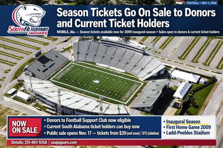 Illustration for the news story: South Alabama Football Season Tickets Go On Sale to Donors and Current Ticket Holders