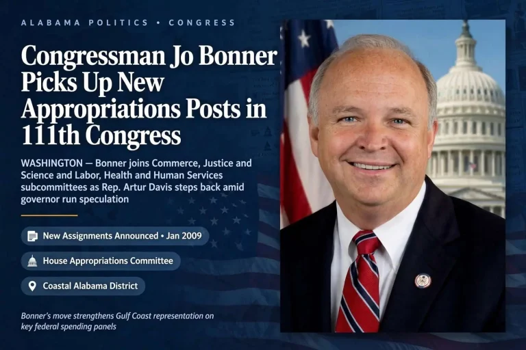 Illustration for the news story: Congressman Jo Bonner Picks Up New Appropriations Posts in 111th Congress