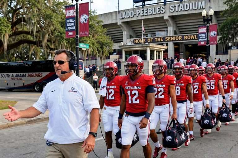 Illustration for the news story: Joey Jones Considering Team Walk to Ladd-Peebles Stadium as South Alabama Football Tradition