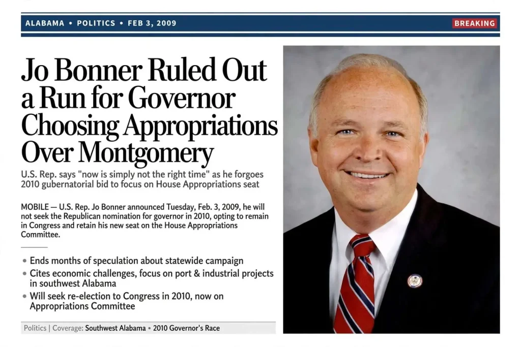 Illustration for the news story: Jo Bonner Ruled Out a Run for Governor, Choosing Appropriations Over Montgomery