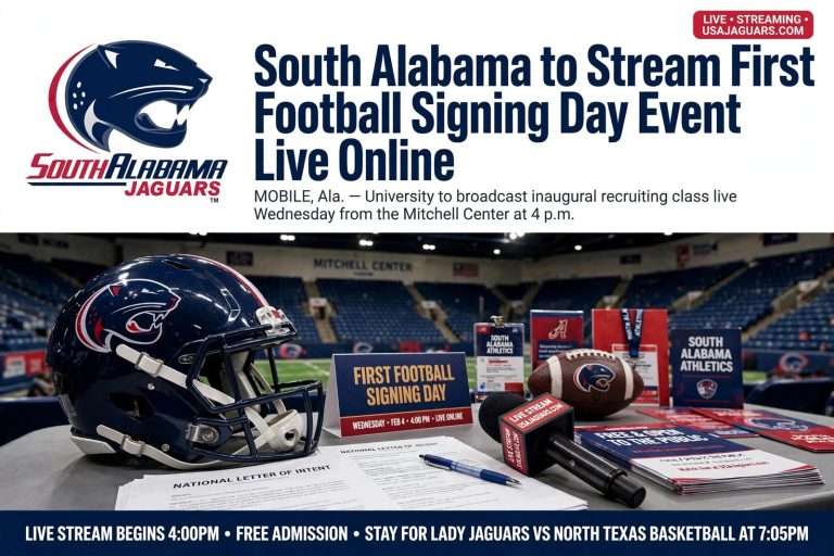Illustration for the news story: South Alabama to Stream First Football Signing Day Event Live Online