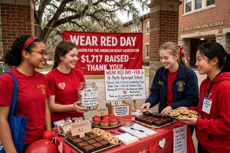 Illustration for the news story: St. Paul’s Students Raise $1,717 for the Heart Association on Wear Red Day