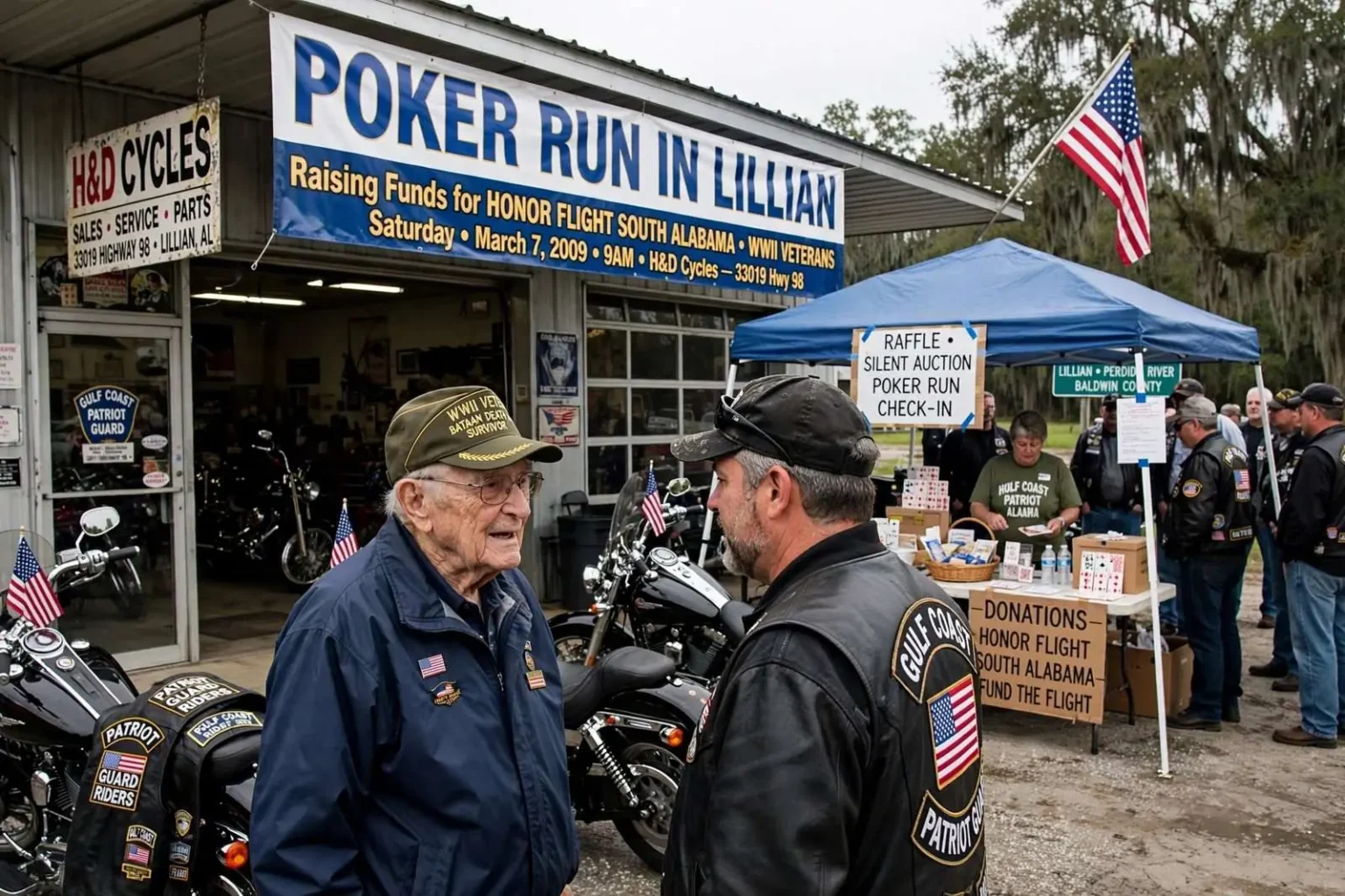 Illustration for the news story: Poker Run in Lillian to Raise Money for Honor Flight South Alabama’s WWII Veterans