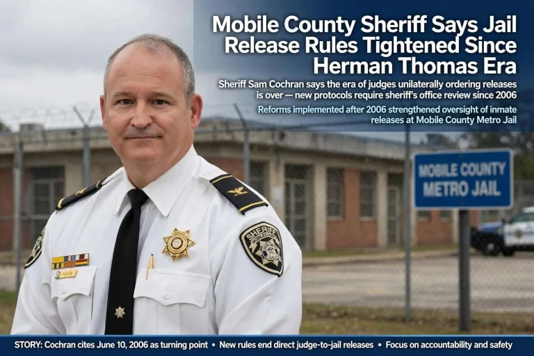 Illustration for the news story: Mobile County Sheriff Says Jail Release Rules Tightened Since Herman Thomas Era