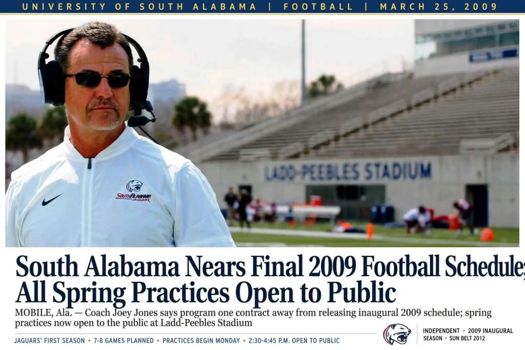 Illustration for the news story: South Alabama Nears Final 2009 Football Schedule; All Spring Practices Open to Public