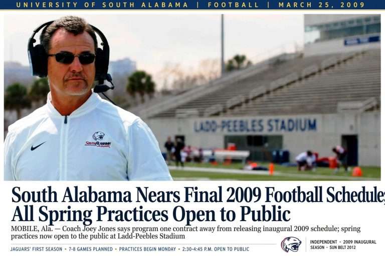 Illustration for the news story: South Alabama Nears Final 2009 Football Schedule; All Spring Practices Open to Public