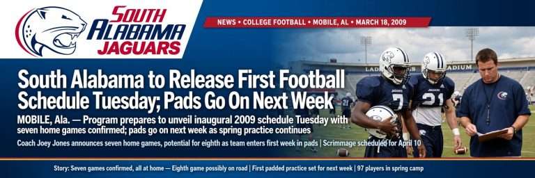 Illustration for the news story: South Alabama to Release First Football Schedule Tuesday; Pads Go On Next Week