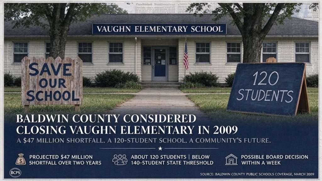 Illustration for the news story: Baldwin County Considered Closing Vaughn Elementary in 2009