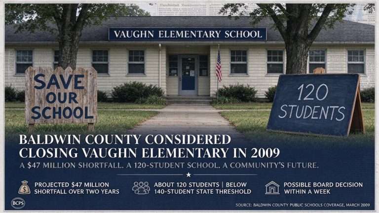 Illustration for the news story: Baldwin County Considered Closing Vaughn Elementary in 2009