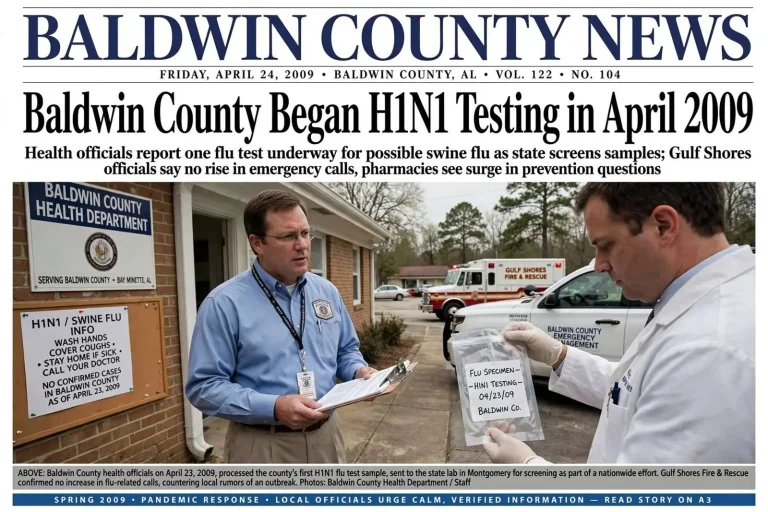 Illustration for the news story: Baldwin County Began H1N1 Testing in April 2009