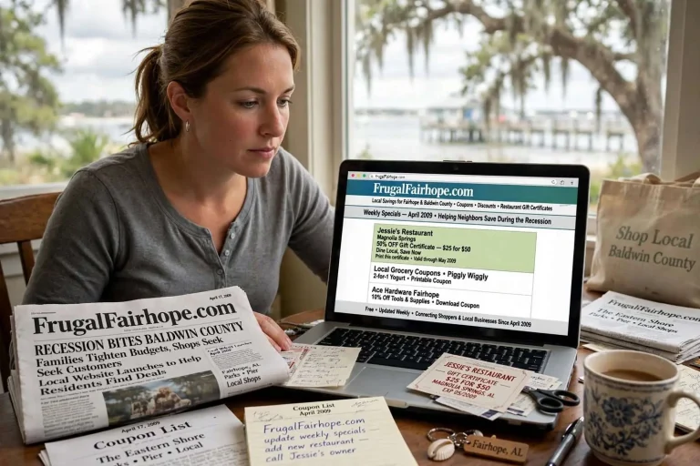 Illustration for the news story: Fairhope Deal Website Promoted Local Savings During 2009 Recession