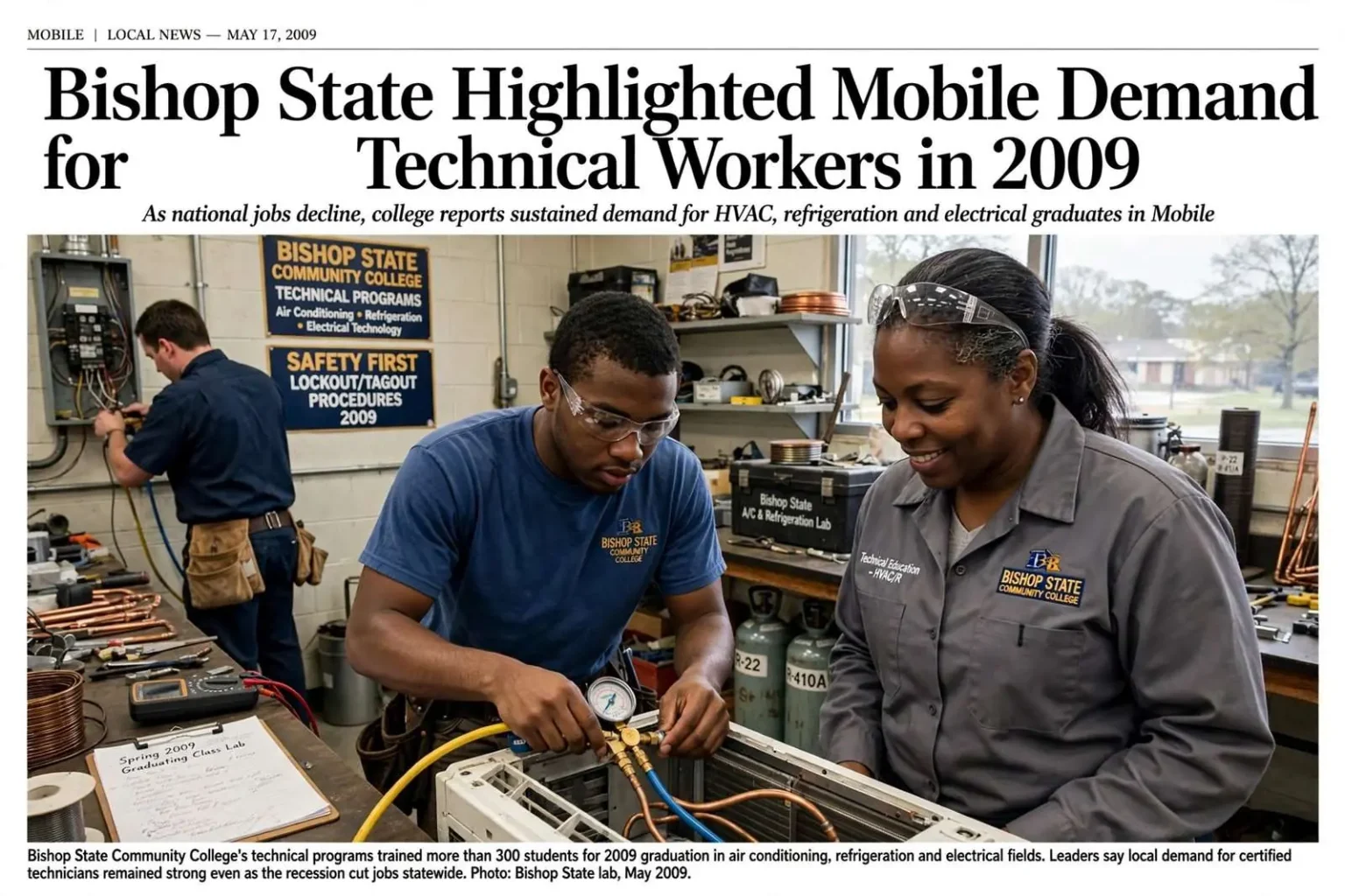 Illustration for the news story: Bishop State Highlighted Mobile Demand for Technical Workers in 2009
