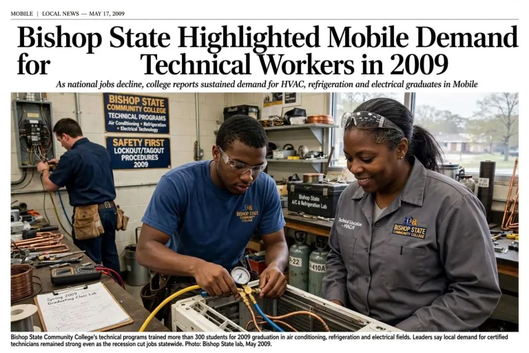 Illustration for the news story: Bishop State Highlighted Mobile Demand for Technical Workers in 2009