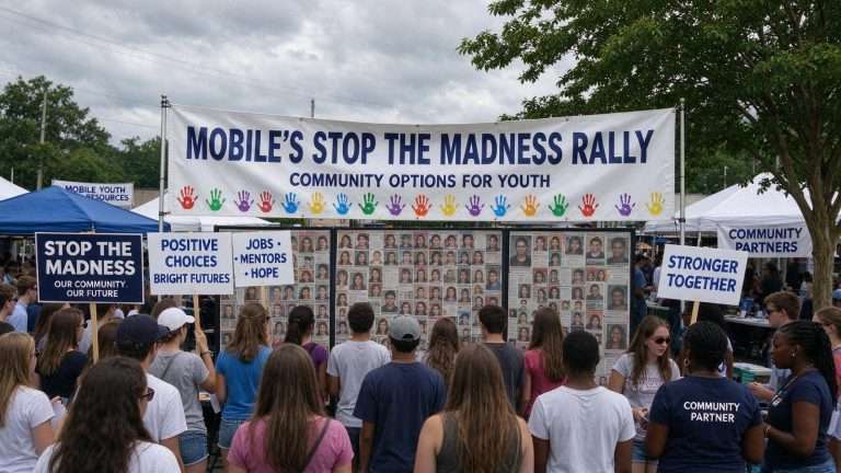 Illustration for the news story: Mobile’s Stop the Madness Rally Connected Youth With Community Options in 2009