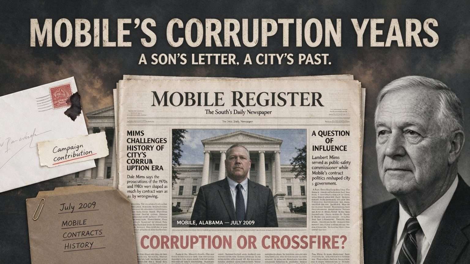 Illustration for the news story: Son of the Late Lambert Mims Offers a Dissenting History of Mobile’s Corruption Years