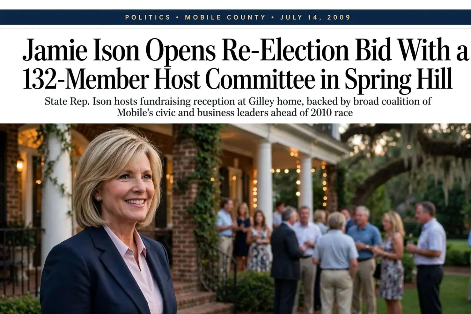 Illustration for the news story: Jamie Ison Opens Re-Election Bid With a 132-Member Host Committee in Spring Hill