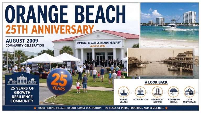 Illustration for the news story: Orange Beach Marked Its 25th Anniversary in 2009