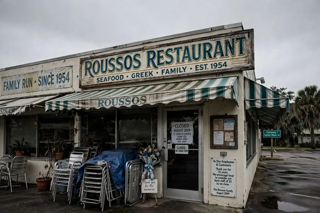 Illustration for the news story: Roussos Restaurant Closed in 2009 After Decades of Gulf Coast Service