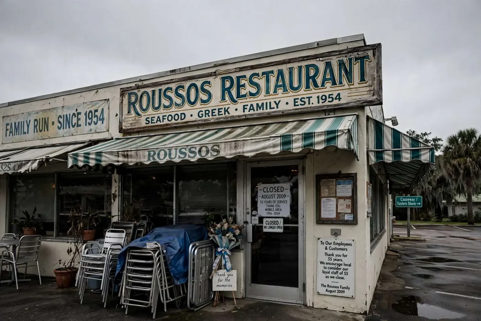 Illustration for the news story: Roussos Restaurant Closed in 2009 After Decades of Gulf Coast Service