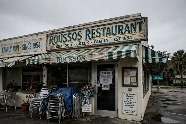 Illustration for the news story: Roussos Restaurant Closed in 2009 After Decades of Gulf Coast Service