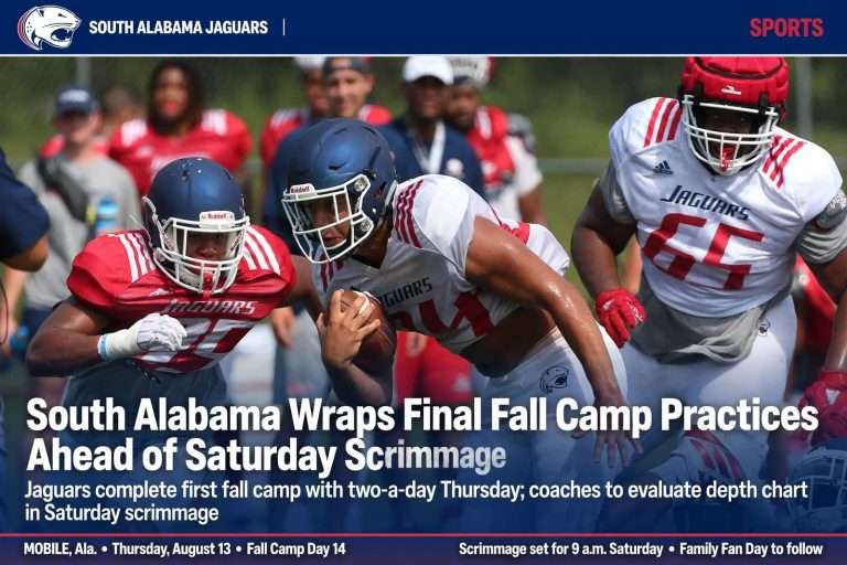 Illustration for the news story: South Alabama Wraps Final Fall Camp Practices Ahead of Saturday Scrimmage
