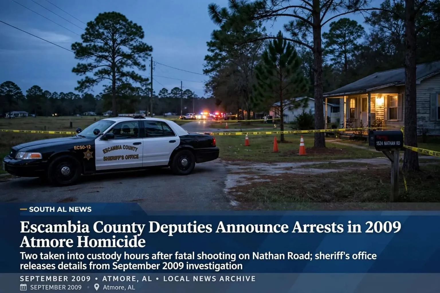 Illustration for the news story: Escambia County Deputies Announced Arrests in 2009 Atmore Homicide