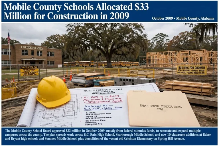 Illustration for the news story: Mobile County Schools Allocated $33 Million for Construction in 2009
