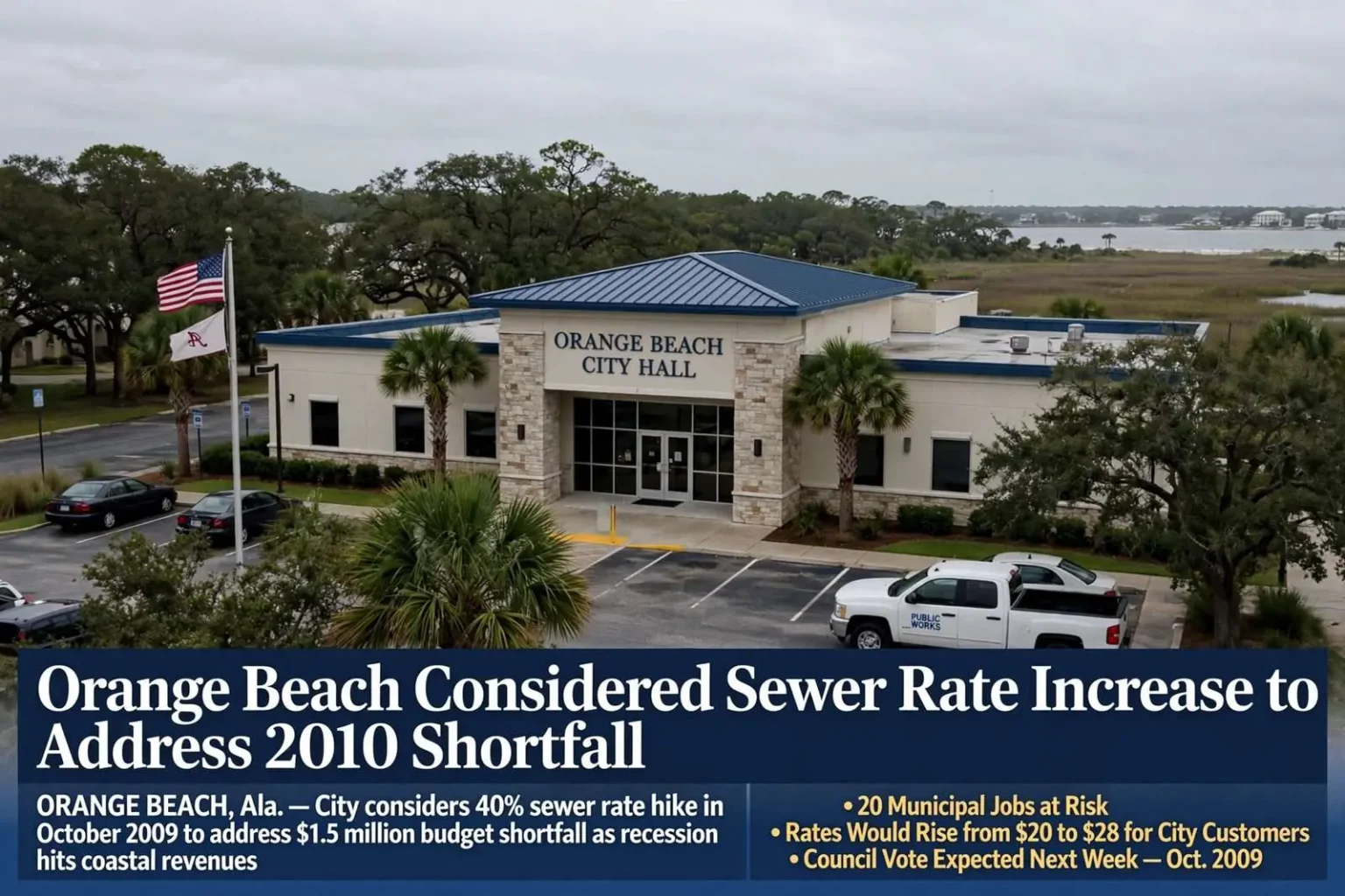 Illustration for the news story: Orange Beach Considered Sewer Rate Increase to Address 2010 Shortfall