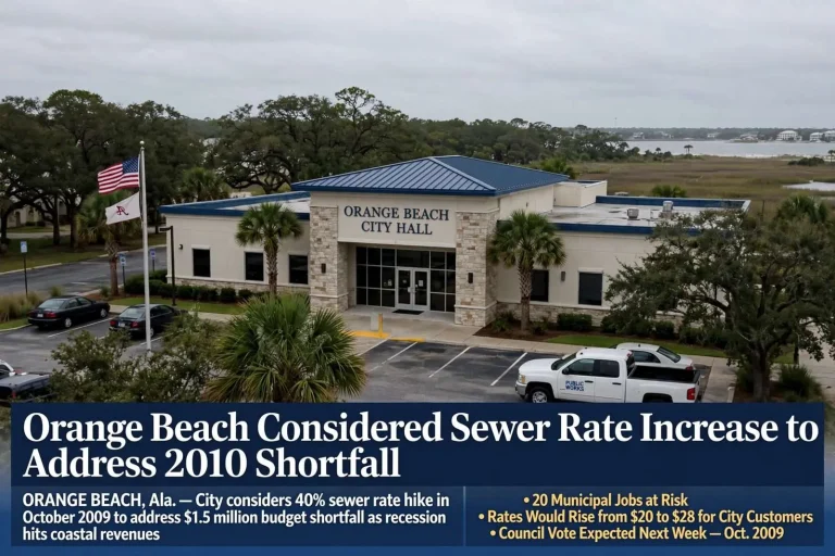 Illustration for the news story: Orange Beach Considered Sewer Rate Increase to Address 2010 Shortfall