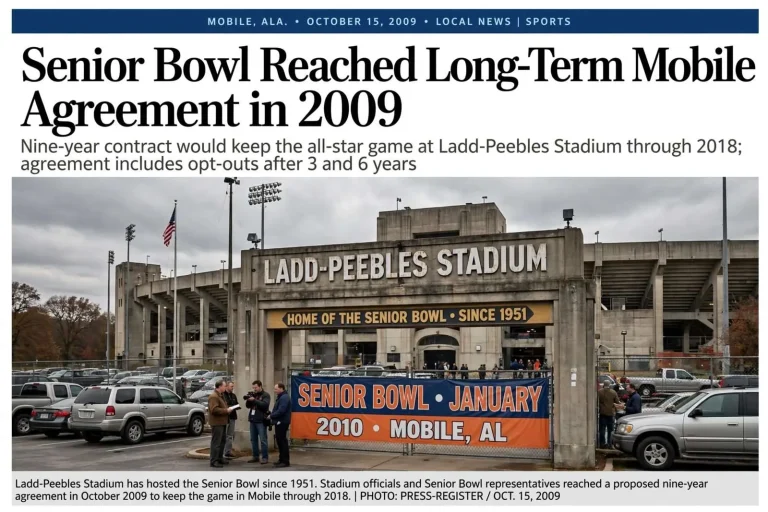 Illustration for the news story: Senior Bowl Reached Long-Term Mobile Agreement in 2009