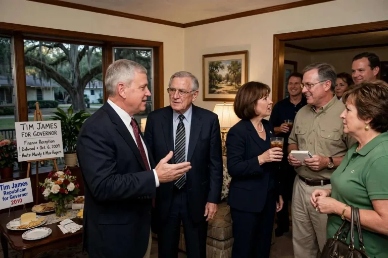 Illustration for the news story: Tim James Brings His Campaign for Governor to a Mobile Living Room