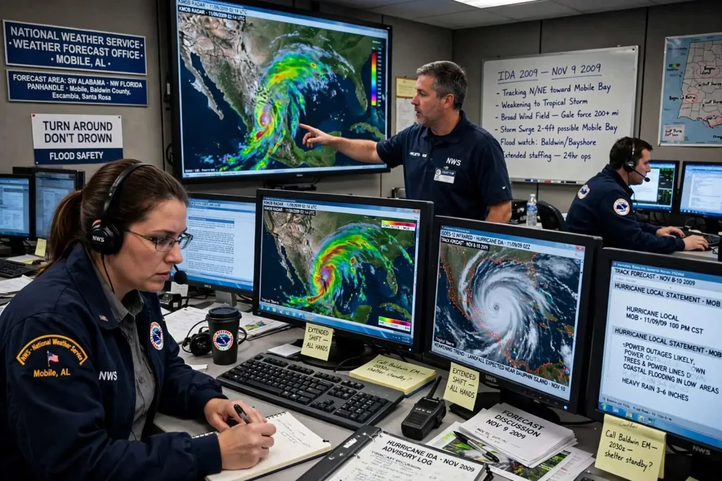 Illustration for the news story: National Weather Service in Mobile Tracked Ida in 2009