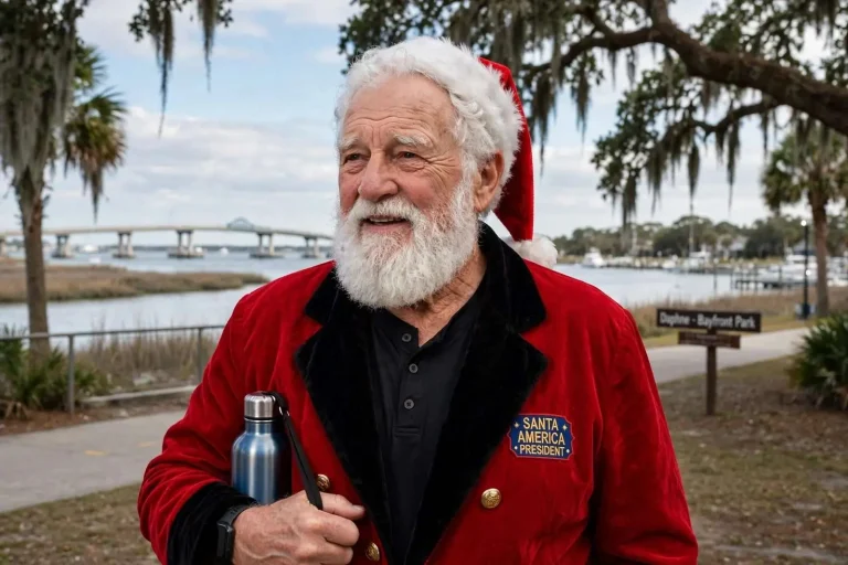 Illustration for the news story: Daphne Man Leads National Push to Help Santas Slim Down