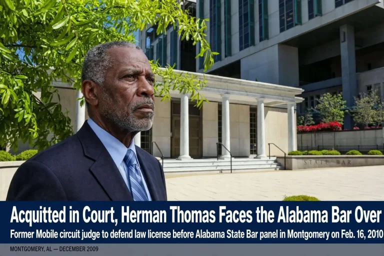 Illustration for the news story: Acquitted in Court, Herman Thomas Faces the Alabama Bar Over His Law License