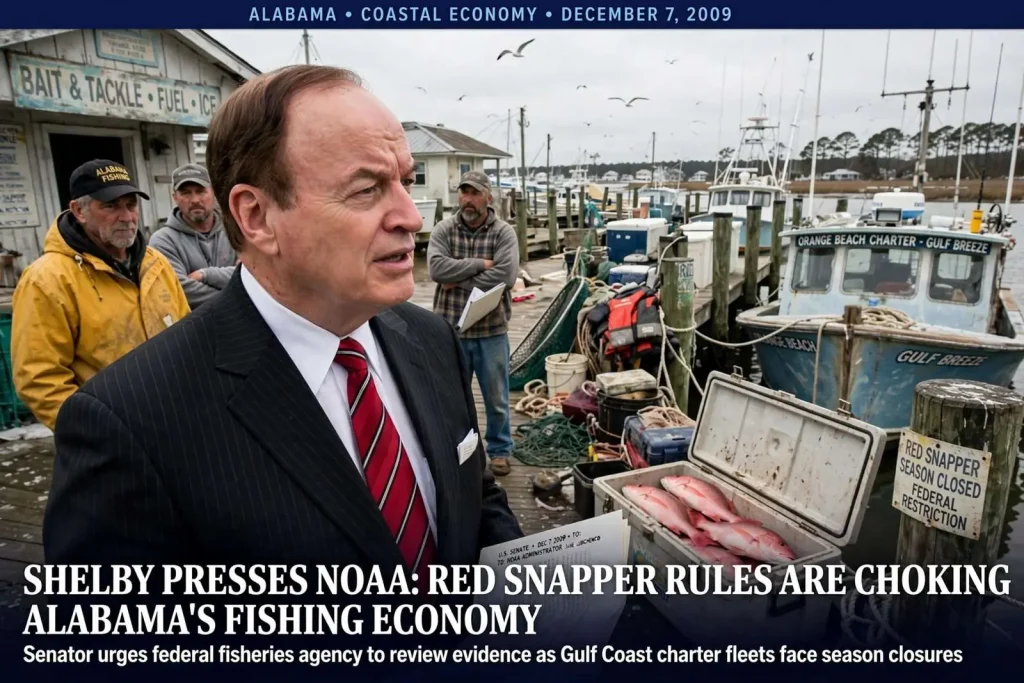 Illustration for the news story: Shelby Presses NOAA: Red Snapper Rules Are Choking Alabama’s Fishing Economy