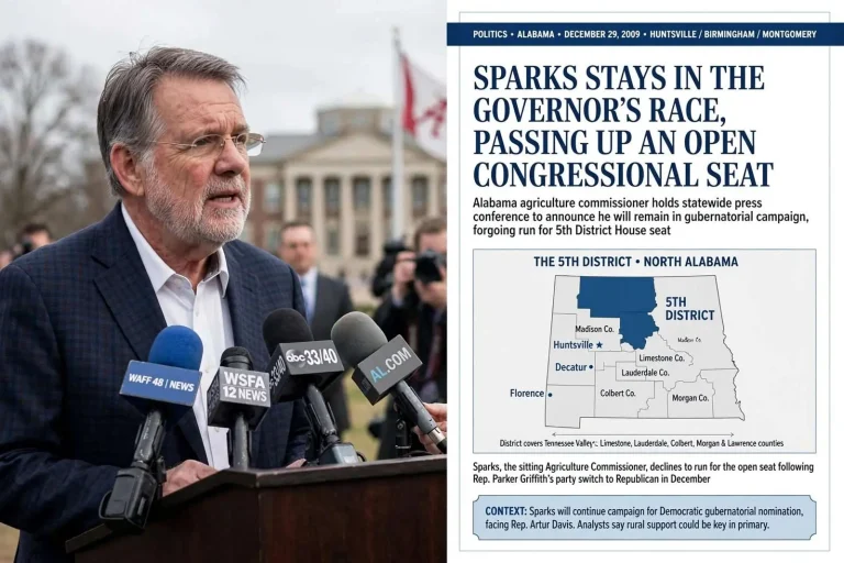 Illustration for the news story: Sparks Stays in the Governor’s Race, Passing Up an Open Congressional Seat