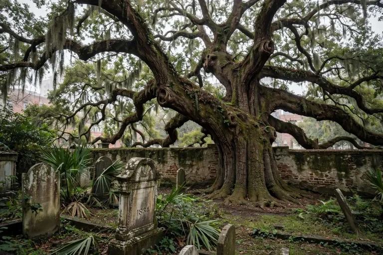 Illustration for the news story: The Legend of the Boyington Oak: An 1834 Mobile Murder That Still Haunts a Downtown Graveyard