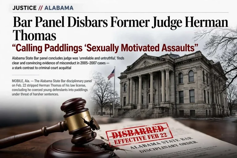 Illustration for the news story: Bar Panel Disbars Former Judge Herman Thomas, Calling Paddlings ‘Sexually Motivated Assaults’