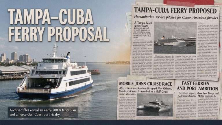 Illustration for the news story: Archived Files Reveal Tampa-Cuba Ferry Bid That Fueled Early Gulf Coast Cruise Rivalry