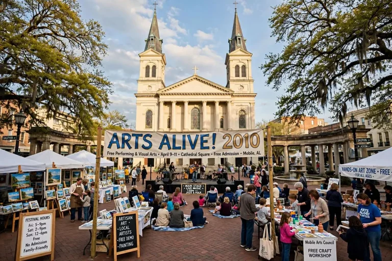 Illustration for the news story: Arts Alive Returns to Cathedral Square, Bringing Three Days of Free Performing and Visual Arts to Downtown Mobile