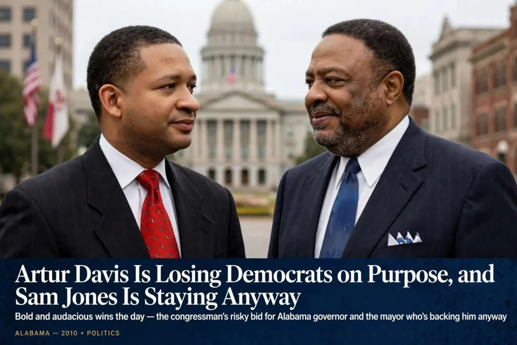 Illustration for the news story: Artur Davis Is Losing Democrats on Purpose, and Sam Jones Is Staying Anyway